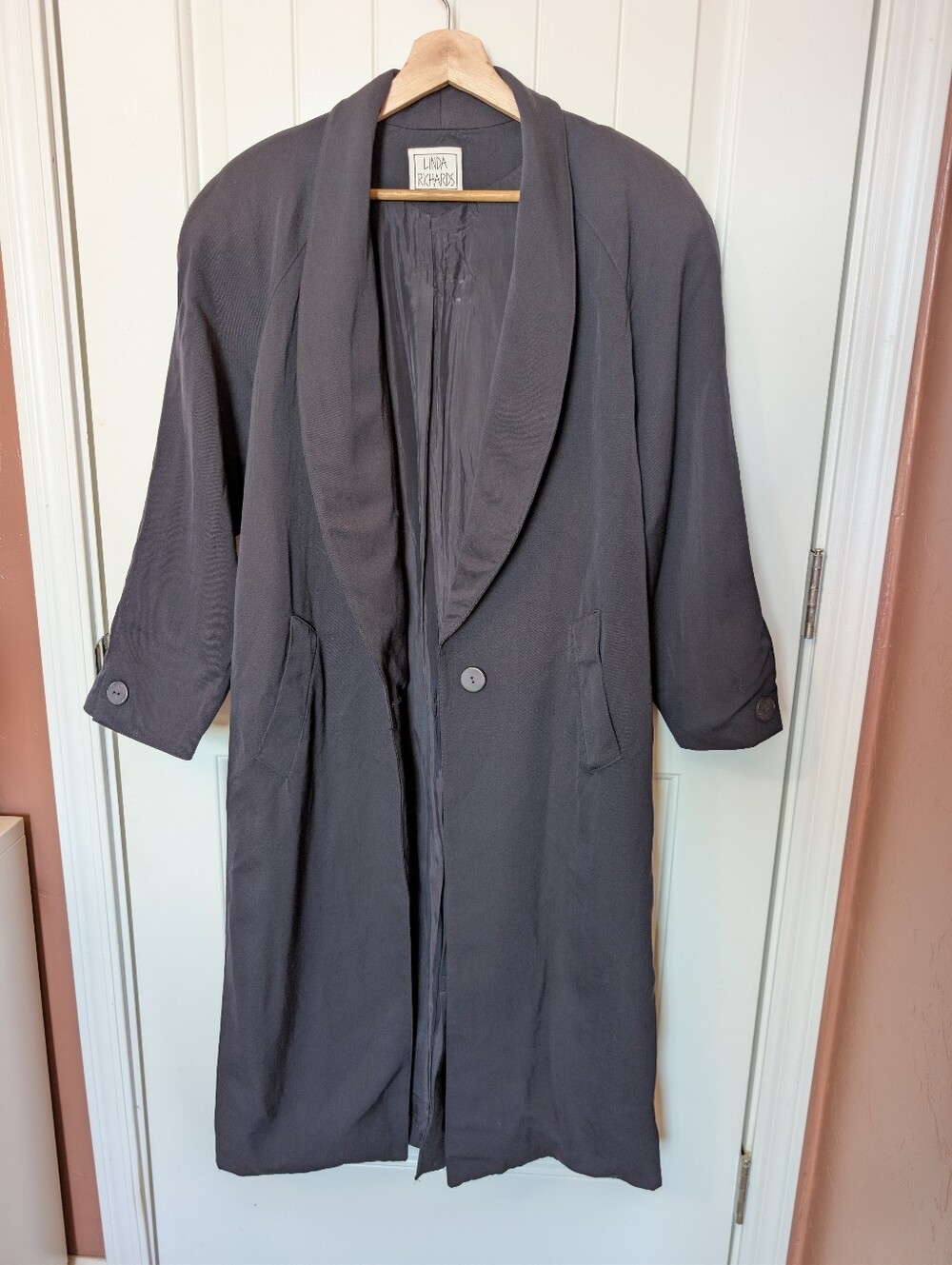 Vintage Linda Richard’s Wool Blazer Trench Coat Women’s 6P Navy
